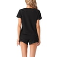 thumbnail image 3 of INSPIRE CHIC Women's Pajamas Short Sleeves Tops and Elastic Waist Shorts Tracksuit Casual Lounge Sets M Black, 3 of 6