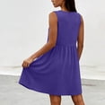 thumbnail image 4 of Npasoilc V-Neck Pleated Pocket Dresses for Women Sleeveless Loose Solid Color A-Line Mini Dress, 4 of 7