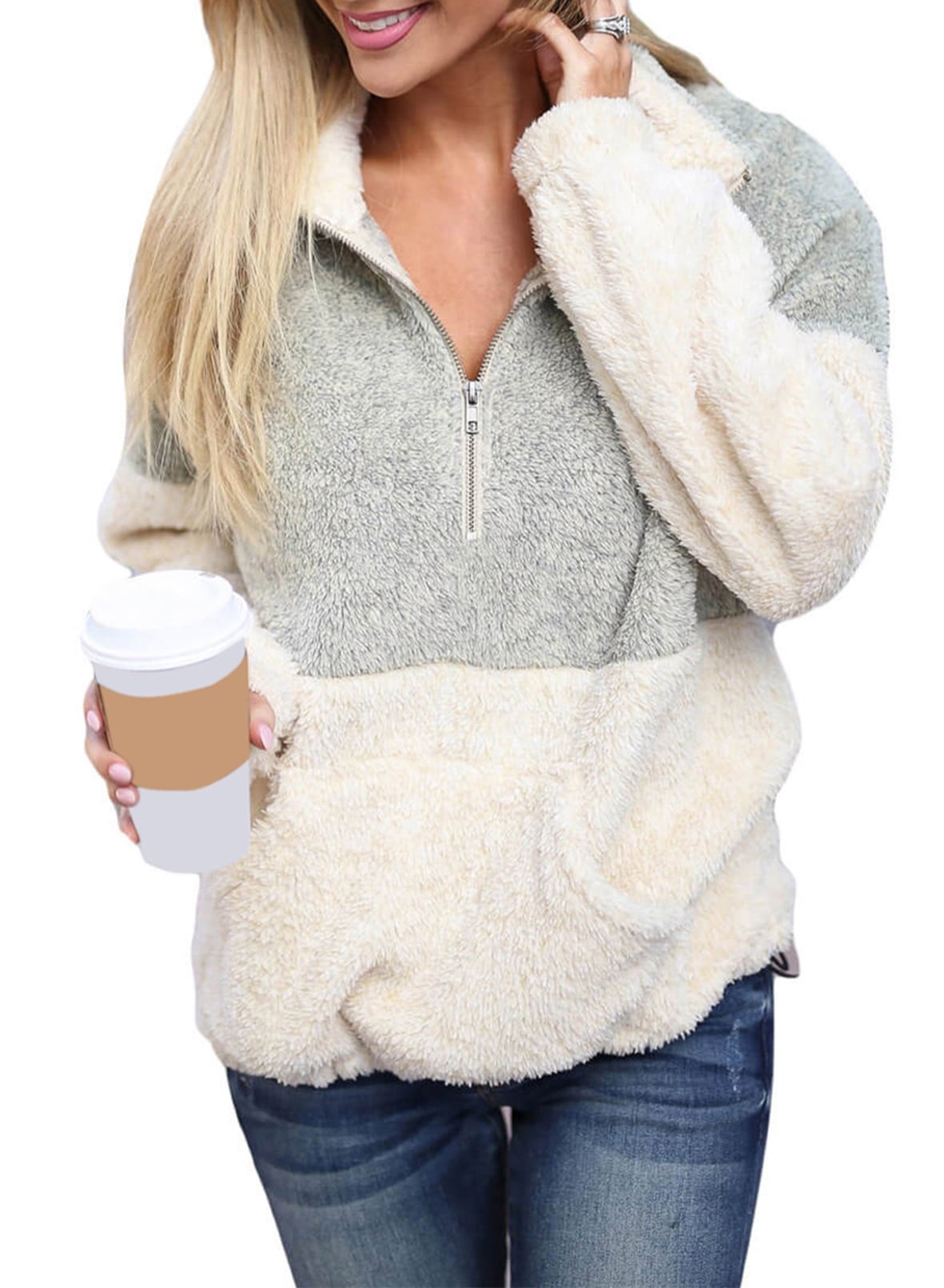 petite sherpa pullover