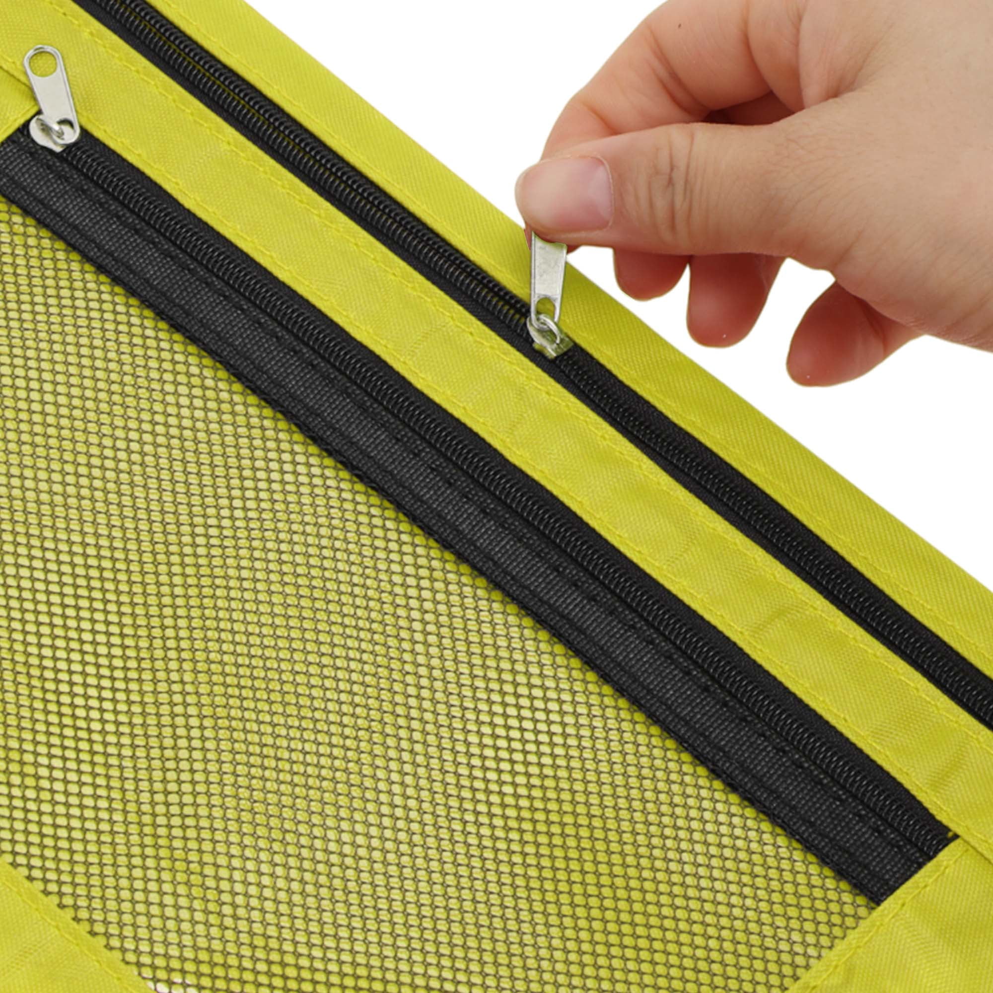 Unique Bargains Smooth Zipper Clear Mesh Double Layer Pencil Case for 3 Ring Binder Yellow