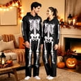 thumbnail image 2 of Adult Halloween Relaxed‑Fit One‑Piece Jumpsuit, Hooded Full‑Body Skeleton Pattern Long Sleeve Couple Loungewear, 2 of 8