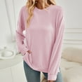 thumbnail image 5 of hotojiny Long Sleeve Sweatshirts for Women Fall Crew Neck Ribbed Knit Pullover Tops Side Slit Casual Loose Tunic Tops, 5 of 7