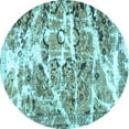 thumbnail image 1 of Ahgly Company Indoor Round Abstract Light Blue Modern Area Rugs, 4' Round, 1 of 4