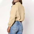 thumbnail image 5 of Womens Cropped Jackets Full-Zip Solid Color Sweatshirt Sport Coat No Hood Casual Outerwear Long Sleeve Fall Clothes (L, Beige), 5 of 5