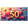 thumbnail image 3 of LUUFILx Cheers to 50 Years Anniversary Banner Gold Hearts Confetti Backdrop Decoration Celebration Background Party Supplies Event Props Decors, 3 of 8