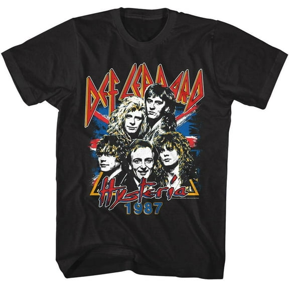 Def Leppard Hysteria 1987 Faces Men's T Shirt (Black, Big&Tall2XLT)