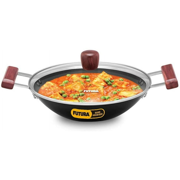 Futura AD20G Hard Anodised Kadai, 3 Litre, Black