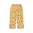 thumbnail image 4 of Makaor Womens Long Shorts with Pockets Button Mid Waist Straight Leg Long Short Elastic Waist Floral Baggy Boho Beach Outfits Yellow M, 4 of 5