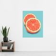 thumbnail image 4 of Sliced Grapefruit Duotone Painting Vibrant Blue Orange Kitchen Artwork Extra Large XL Wall Art Poster Print, 4 of 5