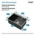 thumbnail image 6 of Stainless Steel Kitchen Sink, 27″x19″ Single Bowl, Overmount Handmade Sink in Black, with US Standard Drain and Hook, SS-BL02D-271908-2, 6 of 11