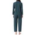 thumbnail image 3 of INSPIRE CHIC Womens Lounge Set Cotton Button Up Long Sleeve Pants Ribbed Pattern with Pocket Pajama Set Loungewear 2XL Lake Blue, 3 of 6