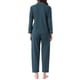 thumbnail image 3 of Conjunto de lounge para mujeres INSPIRE CHIC, de algodón, con botones, manga larga, pantalones, patrón acanalado y bolsillo, conjunto de pijama, ropa de casa, talla XS, azul lago, 3 of 6