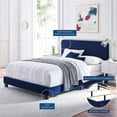 thumbnail image 3 of Pemberly Row Channel Tufted Performance Velvet Twin Bed in Navy, 3 of 8