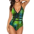 thumbnail image 1 of Colorful Leaf Swimsuit Palm Tree Sweet Swimwear One Piece Pool Swimsuits Sexy Deep V Bathing Suits, 1 of 5