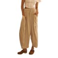 thumbnail image 1 of Kmbangi Women's Summer Casual Wide Leg Pants Solid Color Drawstring Trousers with 2 Big Pockets, 1 of 9