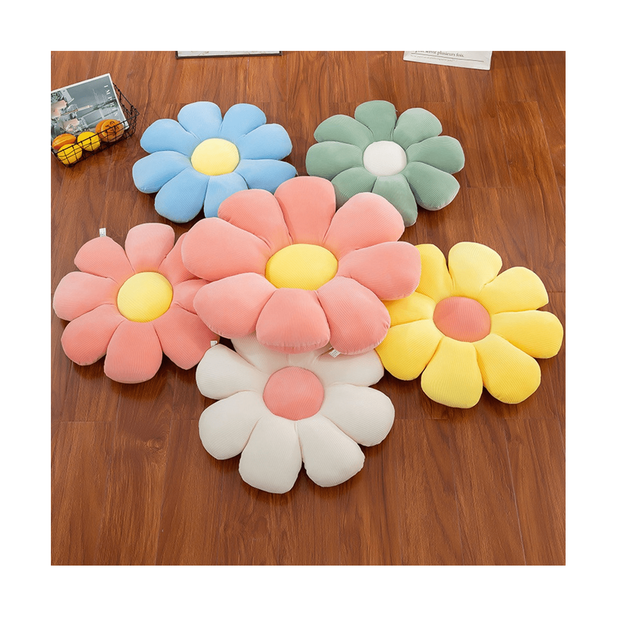 Winyuyby Flower Decorative Throw Pillow, Daisy Floor Cushion Sofa Throw Pillow for Living Room, Car, Bedroom Green