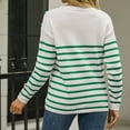 thumbnail image 5 of Olyvenn Fashion Women's Lightweight Long Sleeve Crew Neck Sweaters Striped Casual Knit Pullover Tops Color Block Casual Tops Green 4, 5 of 5