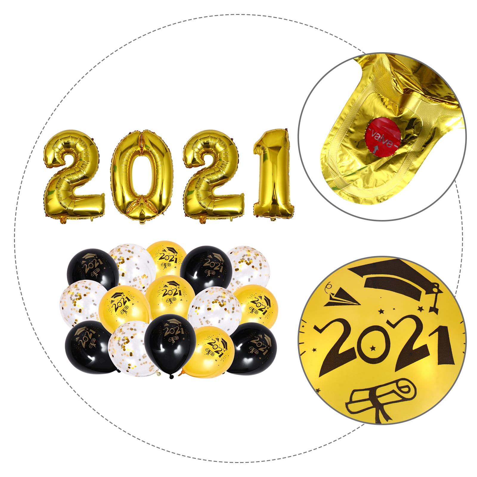 Details about   2021 Graduation Party Balloon Combination Set 2021 Foil Polyester Film Balloons 