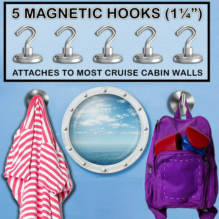 Cruise Essentials Must Haves - Compatible with All Cruise Lines - 5 Magnet  Hooks, 4 Luggage Tag Holders, 1 Power Outlet, 2 Lanyard Card Holders, 2