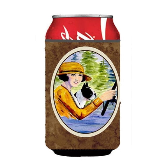 Woman Driving With Her Boston Terrier Can Or bottle sleeve Hugger - 12 oz.