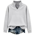 thumbnail image 4 of Women's V-Neck Sweatshirt, Soft Long Sleeve Pullover, Casual Comfortable Top, Lightweight Stretchable Blouse, Everyday Wear V-Neck Knit Shirt for Women Grey XXXL, 4 of 6