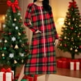 thumbnail image 2 of Womens Long Nightgowns Plaid Zipper Robes Christmas Pajama with Pocket Long Sleeve Bathrobes Loose Full Length Loungewear Warm Sleepwear Crew Neck House Coat, 2 of 9