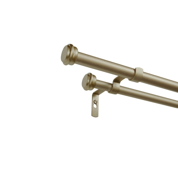 Exclusive Home Topper Double Curtain Rod and Finial Set, Adjustable 36