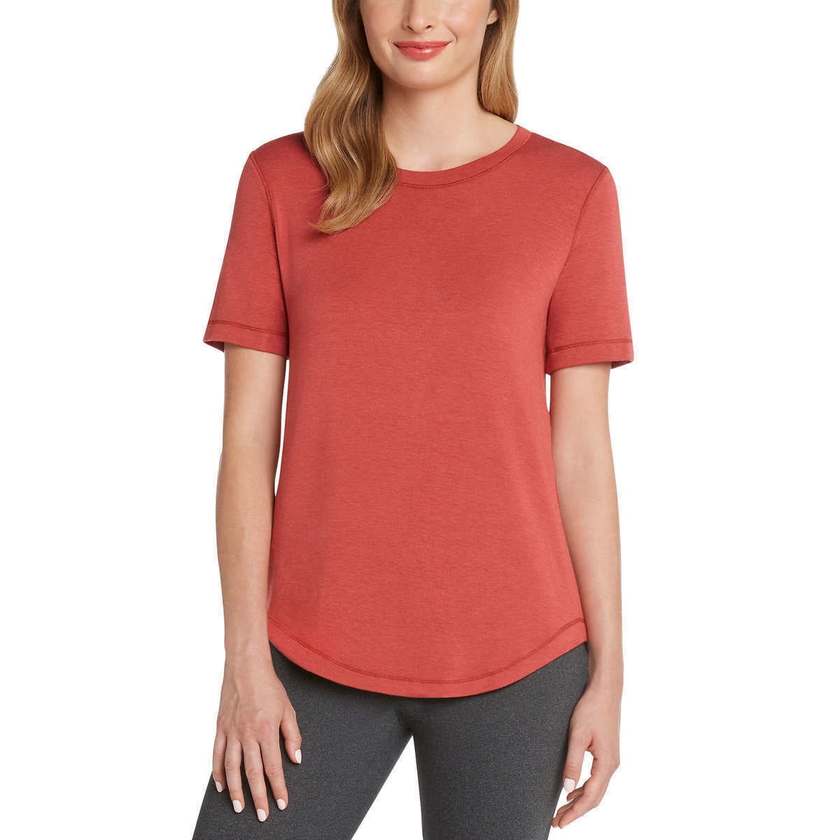 Matty M Womens Short Sleeve Crew Neck Shirt Top, ClayRed Small - NEW 