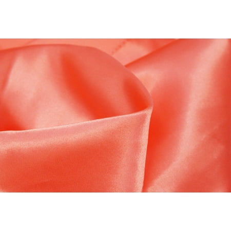 - 54 inch by 40 yards Material: 100% Polyester Satin Fabric Roll - Coral