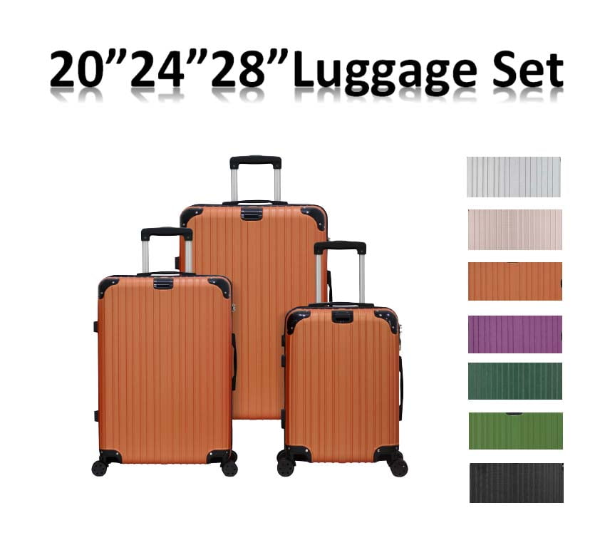 Line Embossed Hard Leather Suitcase Set, Three-Piece Suitcase Set, Customs Lock, Maple Leaf Red