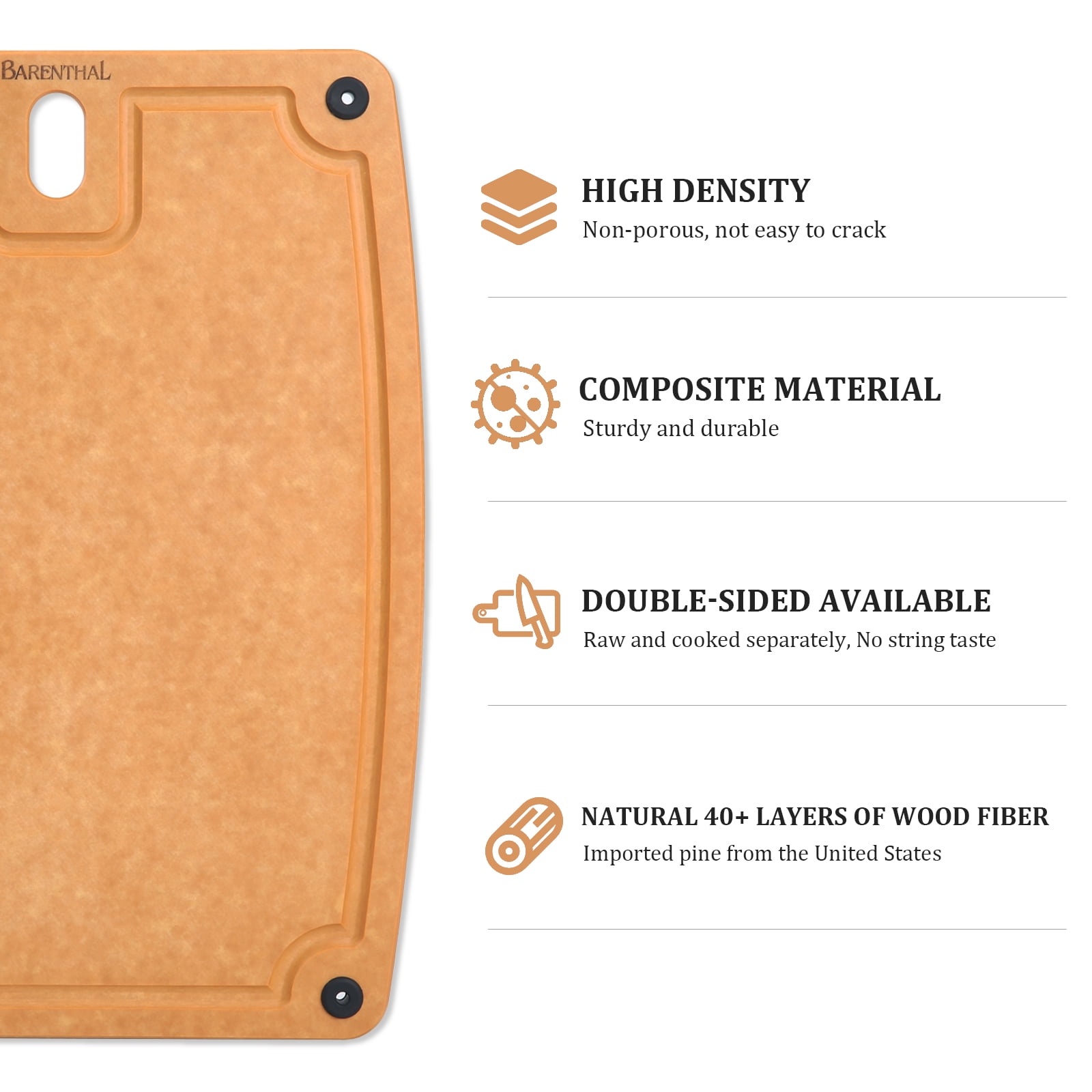 Pine Fiber Composite Reversible Cutting Board 2-Pack with Juice Groove, Medium & Large, Dishwasher Safe
