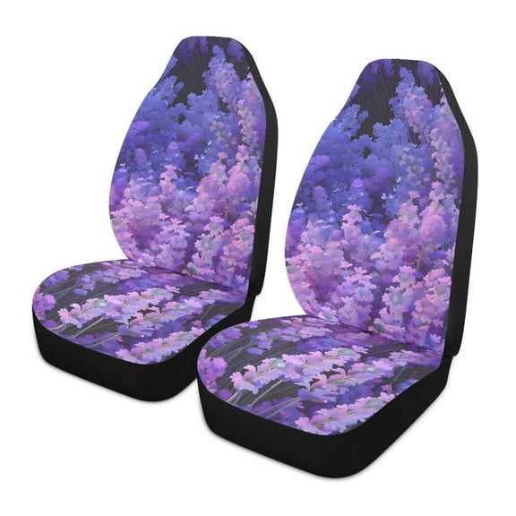 ALAZA Lavender Flowers Floral Car Seat Covers 2 PCs Universal Auto Front Seats Interior Protector