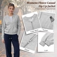 thumbnail image 5 of TEMOFON Jackets for Women Fleece Zip Up Jacket Womens Casual Bomber Fall Jacket Long Sleeve Gray Sweatshirts with Pockets L, 5 of 9
