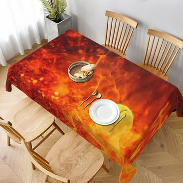 Table Cloth Rectangle Table, Tennis Ball In Fire Tablecloth 60 x 90 Inch, Wrinkle Resistant Decorative Fabric Table Cover for Dining Party Indoor Outdoor