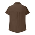 thumbnail image 6 of UACY Girls Casual Cotton Linen Button Down Short Sleeve Shirts Solid Summer Beach Blouses Tops with Pocket (Blackish Green, 12-13 Years), 6 of 7