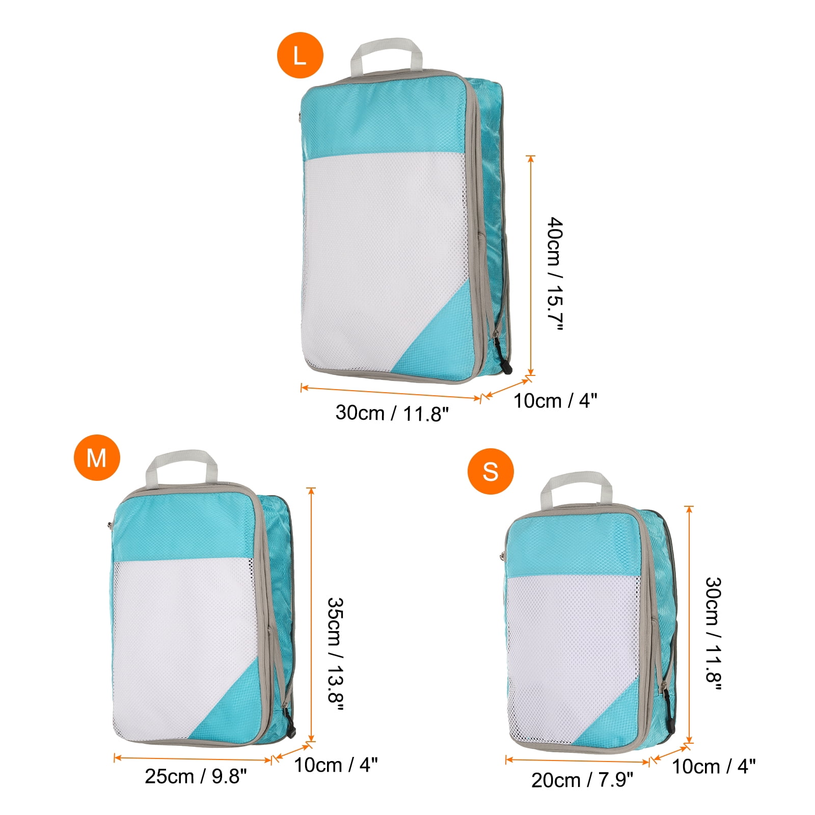 Uxcell 3pcs Compression Packing Cube for Suitcases Lightweight Travel Essentials Luggage Organizers Bags, Sky Blue