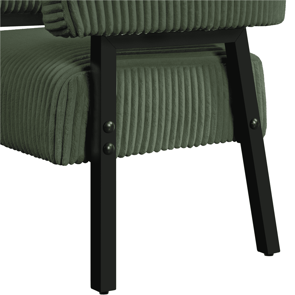 Renwick Corduroy Accent Chair with Solid Wood Legs for Living Room, Dark Green