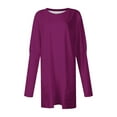 thumbnail image 4 of STETMN Plus Size Women's Round Neck Top Casual Plain Long Shirts Loose Going Out T-Shirt with Pocket, 4 of 4