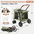 thumbnail image 3 of AOPEC Medium Dog Stroller, Dual Entry One-Touch Folding,Small and Medium Pet Stroller,360° Rotating Front Wheels,70 lbs Weight Capacity for Outdoor Travel and Elderly Dogs - Green, 3 of 7