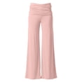 thumbnail image 4 of Coral Fold Over Yoga Pants 2026 Wide Leg Loose Fit Lounge Pant with Ruched Waist Sports Leggings for Yoga Sports Everyday(Pink,XS), 4 of 6