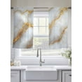 thumbnail image 5 of White Marble Sheer Curtains 54 Inch Long 2 Panels, Gold Crack Texture Modern Luxury Decor Light Filtering Rod Pocket Semi Sheer Curtains, Sheer Voile Drapes for Living Room Bedroom, 52"x54", 5 of 5