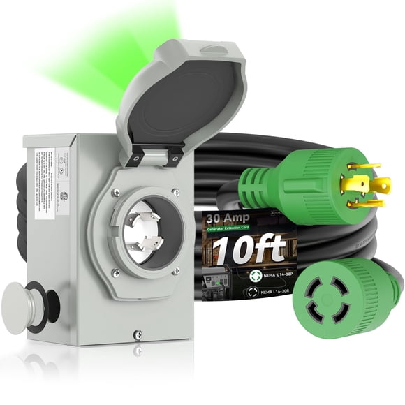 Kit combinado de cable de generador y caja de entrada RVINGPRO 30A 10FT
