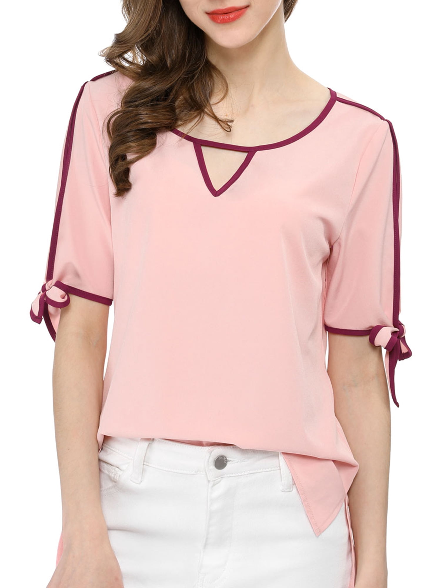 Allegra K Women's Short Sleeve Choker V 