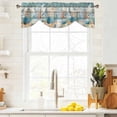 thumbnail image 4 of Marine Life Tie Up Valances Curtain, Adjustable Kitchen Vintage Shell Starfish Coral Eucalyptus Leaves Blue Wood Grain Valances for Windows Rod Pocket Short Curtains for Bedroom/Bathroom 42"x12", 4 of 9