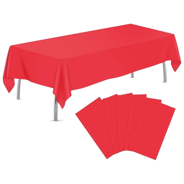 Mantel desechable - Paquete de 6, manteles de 54 x 108 pulgadas para fiestas, manteles decorativos para mesas rectangulares, cubierta de mesa de plástico impermeable, a prueba de fugas y resistente