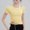 *Yellow, variant on ClodeEU Women's Crew Neck Short Sleeve,Bottom hem With Drawstring, Basic Tight Fit T Shirt Blue,Womens Plus L