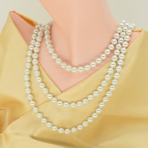Cadena de suéter anudada con perlas de imitación de vidrio de 8 mm de moda europea y americana, accesorios de cheongsam de múltiples capas, collar de 1 metro y 5 de largo