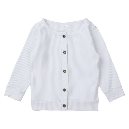 

Baby Girls Boys Clothing Tops Solid Casual Children Sweater Cardigan Top Shirt Clothes Outerwear White 0-3M