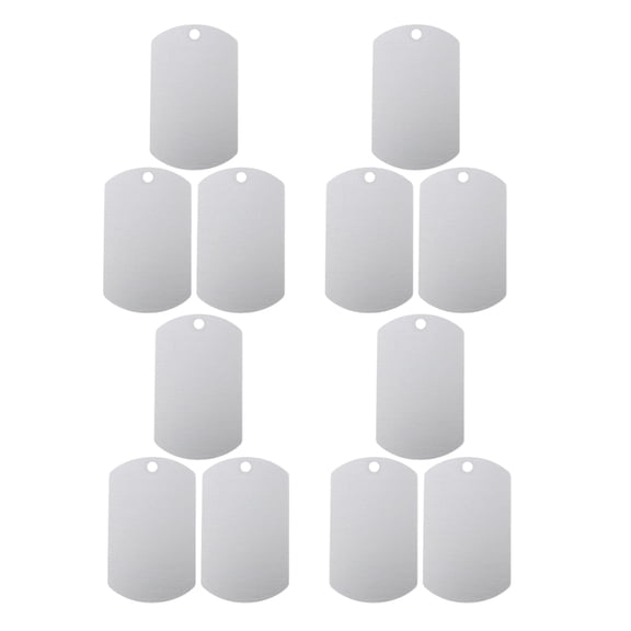 Soimiss 12Pcs Blank Aluminum Dog Tags Easy to Engrave Plated Silver Metal Tags for DIY Identification Use