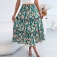 thumbnail image 2 of ZToonmas Women's Elastic Waist Floral Print Tiered Midi Skirt Ruffled A-Line Swing Skirt for Spring and Summer, 2 of 8
